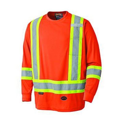 SRWV1051250U-2XL image(0) - Pioneer Birdseye Long-Sleeved Safety Shirt  - Color:  Hi-Viz Orange  - Size: 2XL