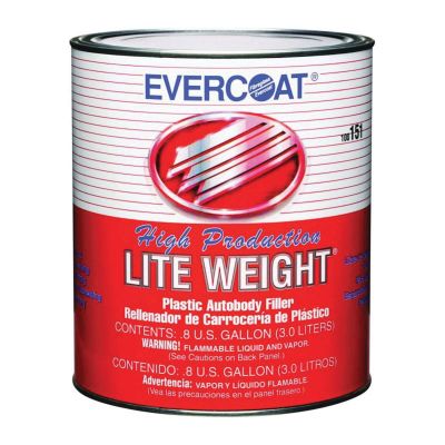 FIB151 image(0) - Fibre glass Evercoat LITE WEIGHT 100151 High Production Plastic Body Filler, 3 L Can, Gray, Paste