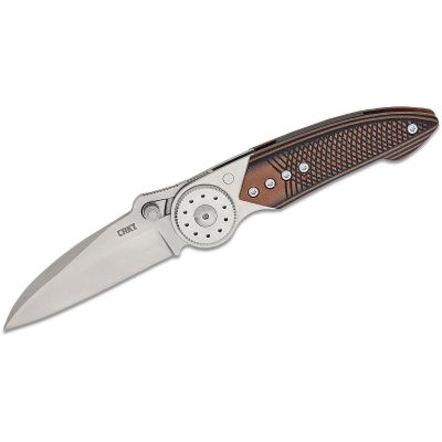 CRK4200 image(0) - CRKT (Columbia River Knife) Walker Blade Lock 14C28N Satin Plain Blade Folding Knife with Blade Lock Stainless Steel w/G10 Overlay Handle - Brown/Black