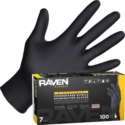 SAS66519 image(0) - SAS Safety Raven Powder-Free Exam Grade Nitrile Disposable Gloves - 7 Mil - 100PK - X-Large