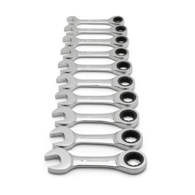 KDT9520D image(0) - GearWrench 10 Piece 72-Tooth 12 Point Stubby Ratcheting Combination Metric Wrench Set