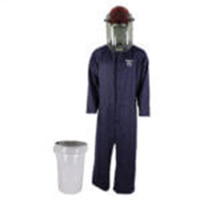 OBRHRC2-BKT-NB-XL image(0) - Oberon Bucket Kit - Arc Flash - 8 Cal HRC2™ - Comes With Coveralls, Hard Cap, Face Shield, Balaclava & Storage Bucket - Color: Navy Blue - Size: XL
