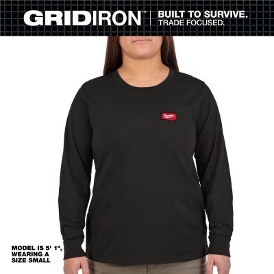 MLWF551B-XS image(0) - Milwaukee Tool Womens GRIDIRON Pocket T-Shirt - Long Sleeve Black XS