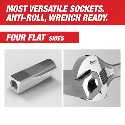 MLW45-34-9041 image(2) - Milwaukee Tool Milwaukee Tool 1/4" Drive 15mm Metric Socket with FOUR FLAT Sides, 6-Point, Vanadium Steel, Chrome