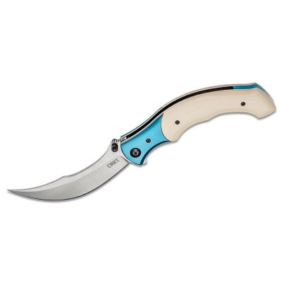 CRK7471 image(0) - CRKT (Columbia River Knife) Ritual 12C27 Satin Plain Blade Assisted Folding Knife with Liner Lock Micarta w/Stainless Steel Bolster Handle - Ivory