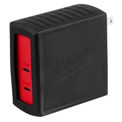 MLW48-59-2847 image(0) - Milwaukee Tool 120W USB-C 2-Port Wall Adapter