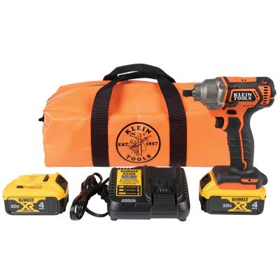 KLEBAT20CW1 image(0) - Klein Tools Battery-Operated Compact Impact Wrench, 1/2-Inch Detent Pin, Full Kit