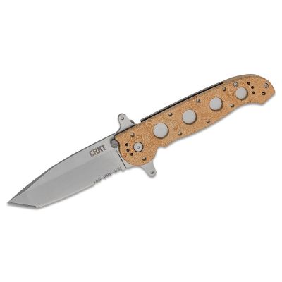 CRKM16-14ZSF image(0) - CRKT (Columbia River Knife) M16-14ZSF AUS 8 Bead Blast Triple Point Serrations Folding Knife with Liner Lock Glass-Reinforced Nylon Handle - Desert Tan