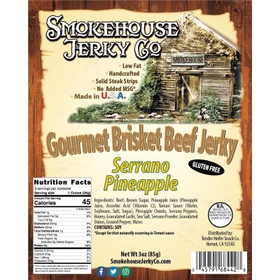 THS684428 image(0) - Tender Heifer Snack Co. Serrano Pineapple Gourmet Beef Brisket Jerky - 3oz