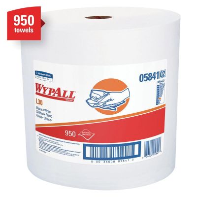KIM05841 image(0) - Kimberly Clark WypAll 05841 L30 Series Jumbo Roll Towel, 13.4 x 12.4 in, 950, Double Re-Creped, White, 1 Plys