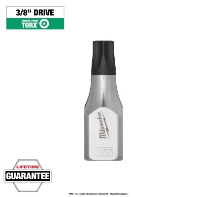 MLW45-34-1161 image(0) - Milwaukee Tool 3/8 Inch Drive T55 Tamper Proof TORX Bit Socket