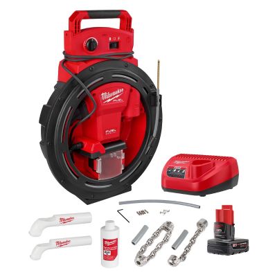 MLW2519-21 image(0) - Milwaukee Tool M12 FUEL High Speed Chain Snake for 1-1/4 inch-2 inch Pipes