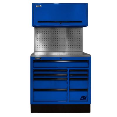 HOMBLCTS41002 image(0) - Homak Manufacturing 41 in. Centralized Tool Storage(CTS) Set includes Roller Cabinet,Canopy,Support Beams,Base Guard, Stainless Steel Top, Leg Levelers, and Tool Board Back Splash