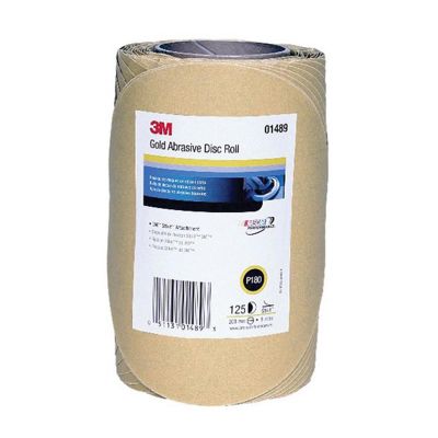 MMM1489 image(0) - 3M 01489 236U Series Abrasive Disc Roll, 8 in Dia, P180 Grit, PSA, Gold