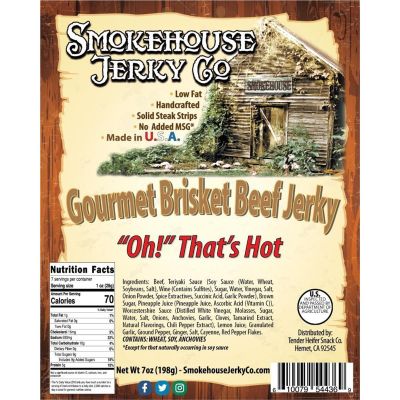 THS544369 image(0) - Tender Heifer Snack Co. Oh Thats Hot Gourmet Beef Brisket Jerky - 7 Ounce