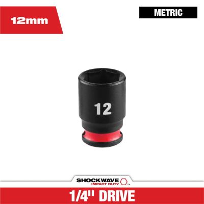 MLW49-66-6032 image(0) - Milwaukee Tool SHOCKWAVE&trade; Impact Duty 1/4" Drive 12MM Standard 6 Point Socket
