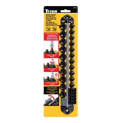 TIT10150 image(0) - Titan Double Socket Storage Rail 1/4 in. and 3/8 in. Drive