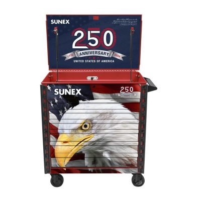 SUN8056FDRUSA image(0) - SUNEX Premium Full Drawer Service Cart - USA 250th Anniversary Limited Edition - Red Eagle Design