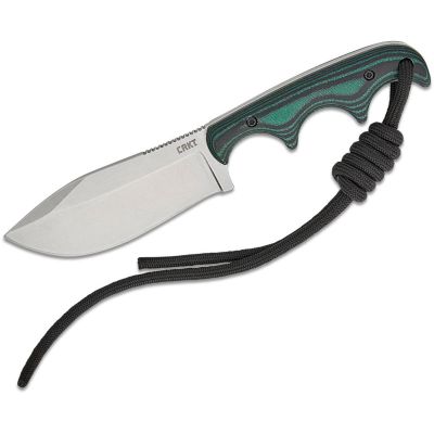 CRK2376 image(0) - CRKT (Columbia River Knife) Minimalist Nessmuk D2 Stonewash Plain Blade Fixed Blade Knife with Sheath Micarta Handle - Green