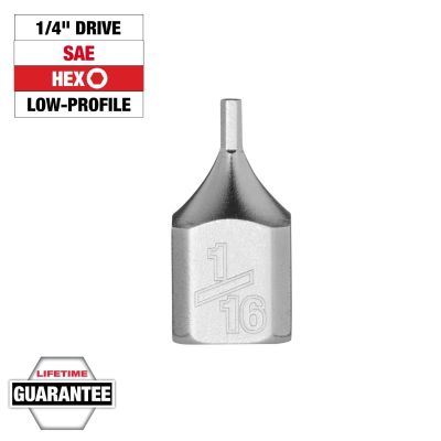 MLW45-34-1116 image(0) - Milwaukee Tool 1/4 Inch Drive 1/16 Inch Low-Profile Hex Bit Socket