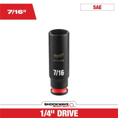 MLW49-66-6018 image(0) - Milwaukee Tool SHOCKWAVE&trade; Impact Duty 1/4" Drive 7/16" Deep 6 Point Socket