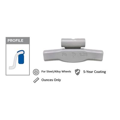 PWWT275Z image(0) - Wegmann Automotive 2.75 oz Zinc Coated Clip-on TZ Gray Series Wheel Weight (Box of 25)