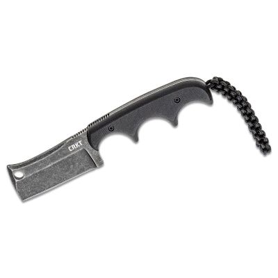 CRK2383K image(0) - CRKT (Columbia River Knife) Minimalist Cleaver 5Cr15MoV Stonewash Plain Blade Fixed Blade Knife with Sheath G10 Handle - Black
