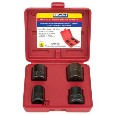 KEN30254 image(0) - Ken-tool 4 Piece 1/2" Drive Lug Nut Remover Socket Set