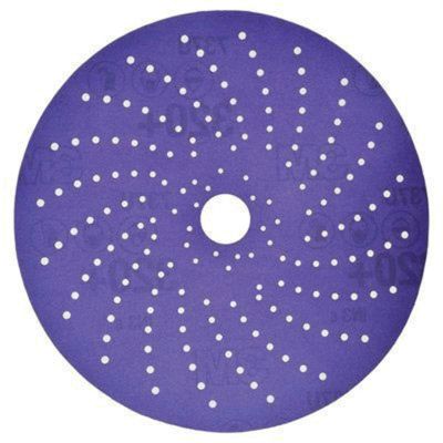 MMM31483 image(0) - 3M Cubitron II 31483 737U Series Multi-Hole Clean Sanding Abrasive Disc, 6 in Dia, 320+ Grit, Hook and Loop, Purple