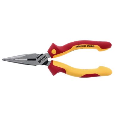 WIH32926 image(0) - Wiha Tools Insul. Industrial Long Nose Pliers w/ Cutters 6.3" OAL. Industrial brushed finish. Two component ergo cushion grips.