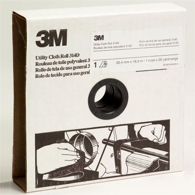 MMM19779 image(0) - 3M 19779 314D Series Utility Cloth Roll, 1 in W x 20 yd L, P180 Grit, Very Fine Grade, Aluminum Oxide
