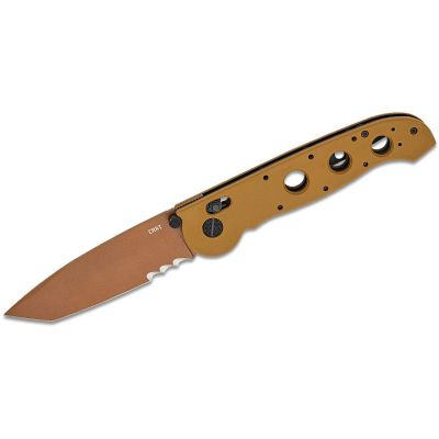 CRKM16-14XD image(0) - CRKT (Columbia River Knife) M16-14XD D2 Titanium Nitride Veff Serrationswith  Blade Folding Knife with Crossbar Lock Grivory Handle - Cooper