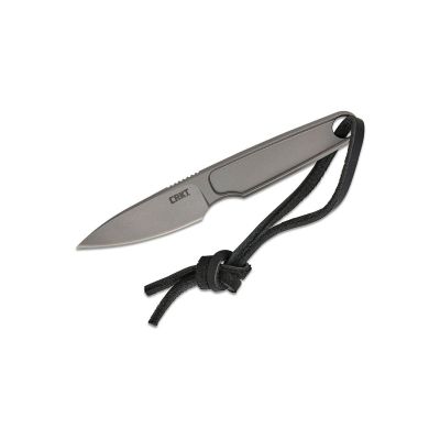 CRK7066 image(0) - CRKT (Columbia River Knife) HangTi Titanium Bead Blast Plain Blade Fixed Blade Knife with Sheath Titanium Handle - Silver