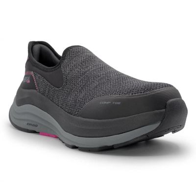 MCFMC125-10D image(0) - Mega Comfort ERGO Delta Slip-On CT - Women's Low Top Shoes - CT|EH|SF|SR - Black / Fuchsia Fedora - Size: 10 - D - (Regular)