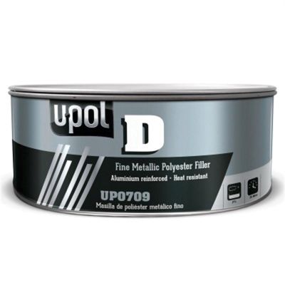 UPO0709 image(0) - U Pol Products U-POL D UP0709 Fine Metallic Polyester Filler, 1.1 L Tin, Silver, Solid, 2% Weight Hardener