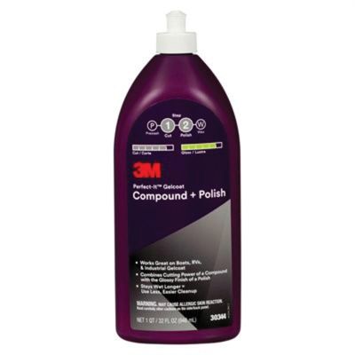 MMM30344 image(0) - 3M Perfect-It 30344 Gelcoat Compound + Polish, 1 qt Bottle, White, Liquid