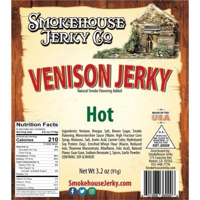 THS369996 image(0) - Tender Heifer Snack Co. Venison Hot Exotic Jerky - 3.2 Ounce