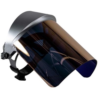 OBR2191R image(0) - Oberon Face Shield with Ratcheting Headgear - Heat Reflective - Window: Didymium Gold - With Lower Crown