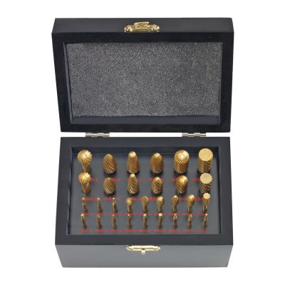 IRTM30TIN image(1) - Ingersoll Rand Carbide Grinding Burr Mega Kit, 30-Piece, 1/4" & 1/2" Shank, Various Head Diameters and Shapes with Hard Case