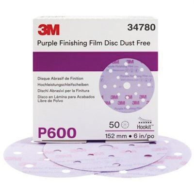 MMM34780 image(0) - 3M 34780 260L Series Dust Free Abrasive Disc, 6 in Dia, P600 Grit, Hook and Loop, Purple