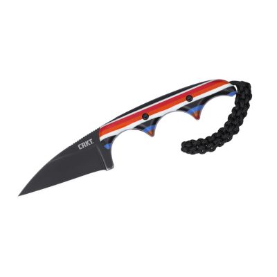 CRK2385G image(0) - CRKT (Columbia River Knife) Minimalist Wharncliffe D2 Plain Blade Edge Stonewash  Fixed Blade Knife with Sheath G10 Handle - Red/White/Blue/Black