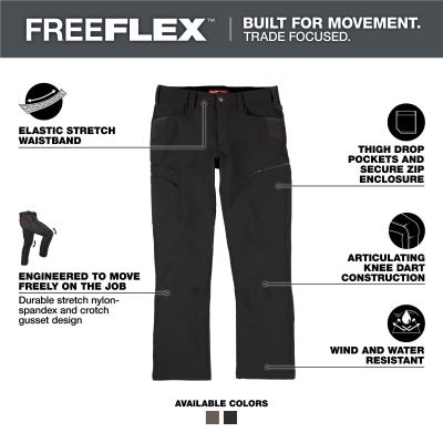 MLWM651B-3834 image(1) - Milwaukee Tool FREEFLEX Tech Pants - Black 38 X 34