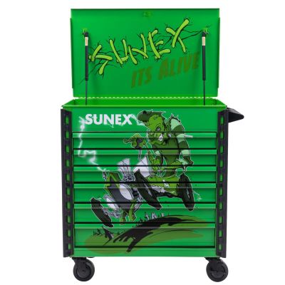 SUN8057XTLGALIVE image(0) - SUNEX Premium Full-Drawer Service Cart - Tony Squindo Its Alive Design - Green