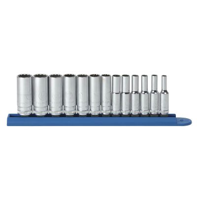 KDT80308 image(0) - GearWrench 13 Piece 1/4 Inch Drive 12 Point Deep Metric Socket Set