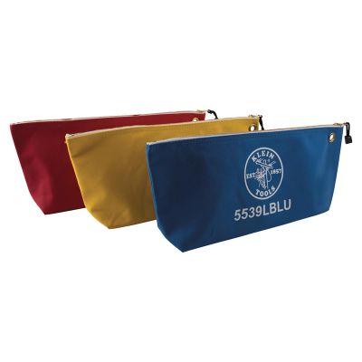 KLE5539CPAK image(0) - Klein Tools Zipper Bags, Assorted Canvas Tool Pouches, 3-Pack