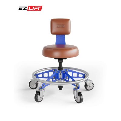 VYPRSM-BR-BL-EZ image(0) - Vyper Industrial 400 lb Capacity Robust Steel Max Ez-Lift Shop Chair - Brown/Blue