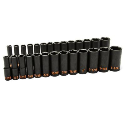 KDT84949H image(0) - GEARWRENCH 27 Piece 1/2" Drive 6 Point SAE Hi-Viz/Metric Hi-Viz Deep Impact Socket Set
