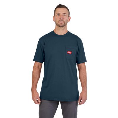 MLW605BL-M image(0) - Milwaukee Tool GRIDIRON Pocket T-Shirt - Short Sleeve Blue M