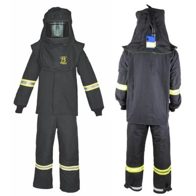 OBRTCG75B-3XL-HVSL image(0) - Oberon Suit Kit - Arc Flash - 75 Cal TCG™ - Comes with Hood, Coat, Bib Coveralls and Fresh Air Arc Flash Hood Ventilation System & Light - Color: Black - Size: 3XL