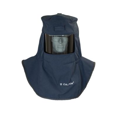 OBRLAN2ST-A1 image(0) - Oberon Hood with A1 Hard Hat Adapters - Arc Flash - 12 Cal LAN2ST™ Series - Color: Navy Blue - Window: True Color Grey (TCG™)